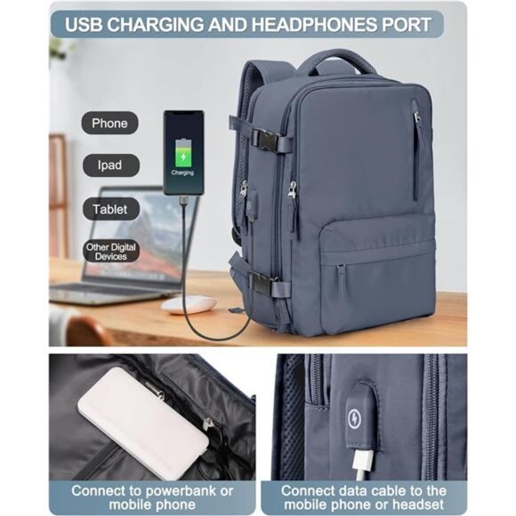 Large Travel Backpack Bag for Women Men,Carry on Backpack,17 Inch Laptop Bag - Picture 4 of 7